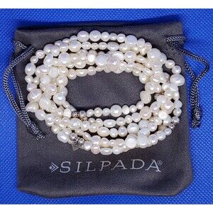 Retired Silpada Sterling Pearl Margarite Stretch Bracelet B1601 Set of 6